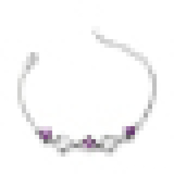 Женская стерлингового серебра 925 высокого класса в форме сердца фиолетовый Кристалл Браслет